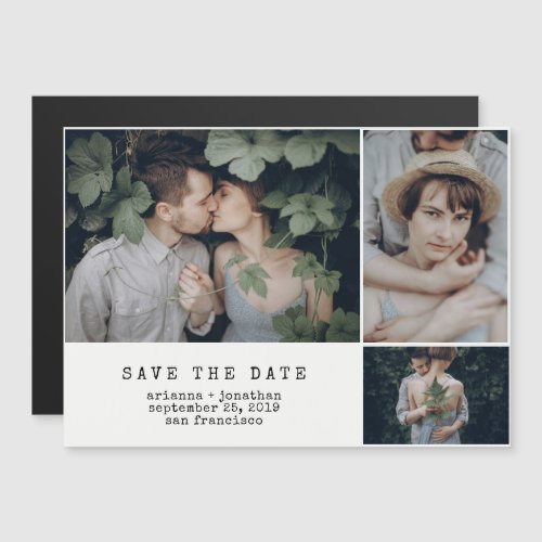 Modern Typewriter  3 Photo Save the Date Magnetic Invitation