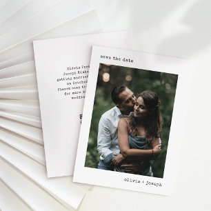 Modern Typewriter   Black and White and QR Code Save The Date