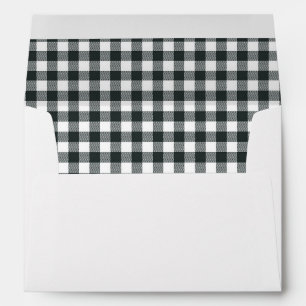 Modern Typewriter Black and White Gingham Envelope