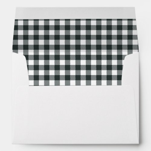 Modern Typewriter  Black and White Gingham Envelope