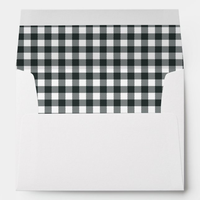 Modern Typewriter | Black and White Gingham Envelope (Back (Bottom))