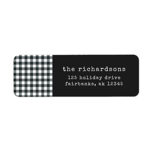 Modern Typewriter  Black and White Gingham Label