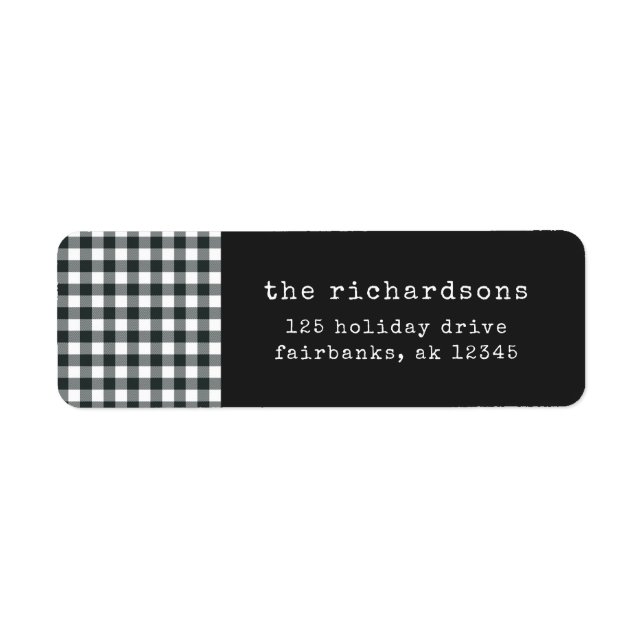 Modern Typewriter | Black and White Gingham Label (Front)