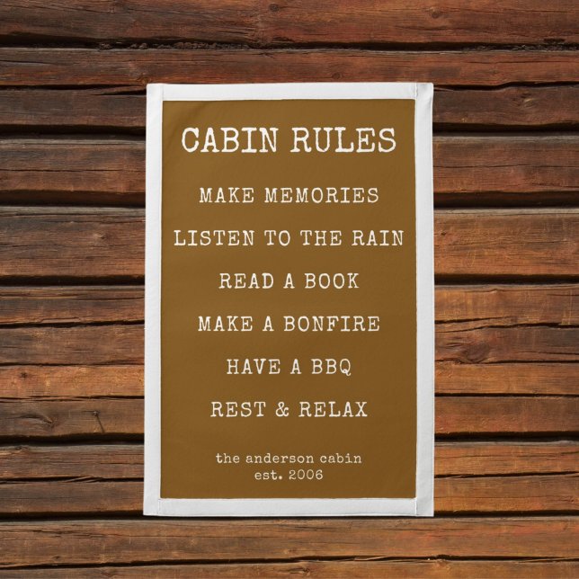 Modern Typewriter Brown Cabin Rules Family Name Pennant (Creator Uploaded)