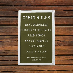 Modern Typewriter Green Cabin Rules Family Name Pennant