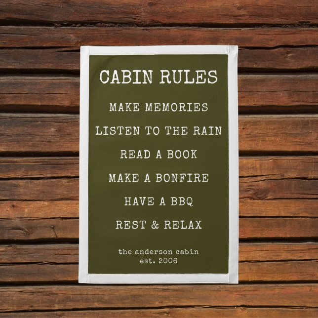 Modern Typewriter Green Cabin Rules Family Name  Pennant (Creator Uploaded)