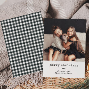 Modern Typewriter Holiday Photo on Black Gingham