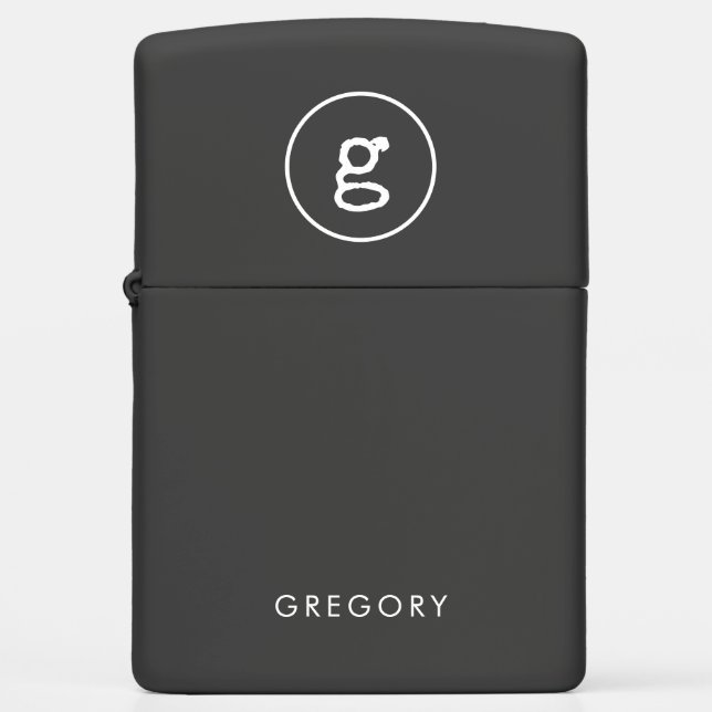 Modern Typewriter Monogram Name Zippo Lighter (Front)