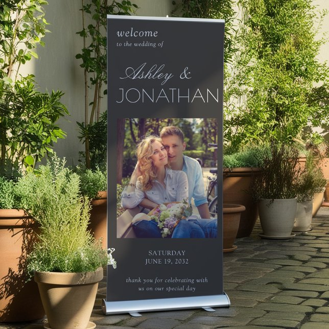 Modern Typographic-Centric Photo Wedding Retractable Banner (Creator Uploaded)