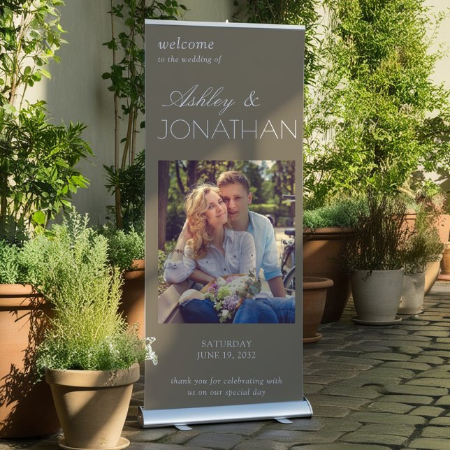 Modern Typographic-Centric Photo Wedding Retractable Banner (Creator Uploaded)