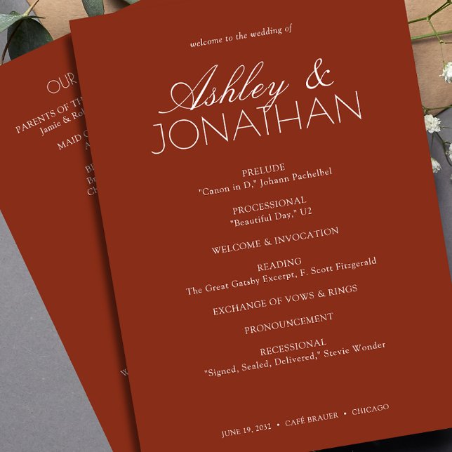 Modern Typographic-Centric Wedding Program (Creator Uploaded)