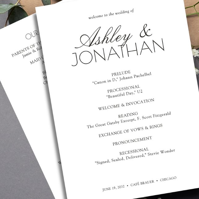 Modern Typographic-Centric Wedding Program (Creator Uploaded)