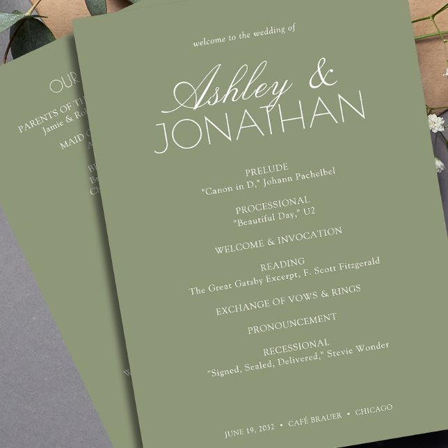Modern Typographic-Centric Wedding Program (Creator Uploaded)