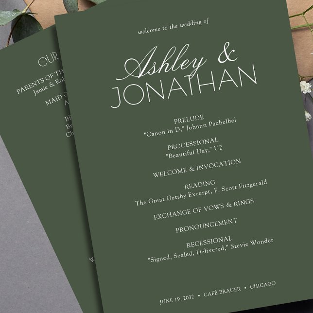 Modern Typographic-Centric Wedding Program (Creator Uploaded)