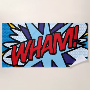 Modern Typographic Colorful Comic Book WHAM Beach Towel