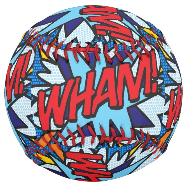 Modern Typographic Comic Book Pop Art WHAM Softball (Front)