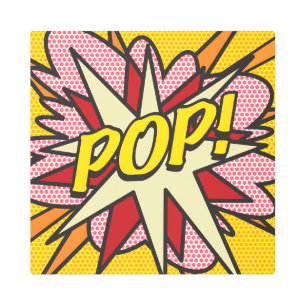 Modern Typographic Comic Book POP Fun Trendy Metal Print