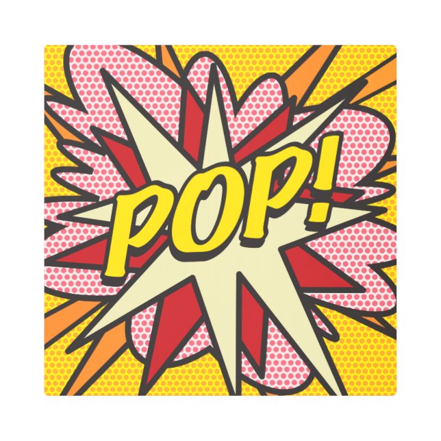 Modern Typographic Comic Book POP Fun Trendy Metal Print (Front)