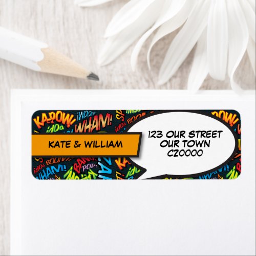 Modern Typographic Fun Comic Return Address Label