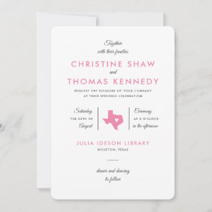 Modern Typographic Invitations for Texas Wedding