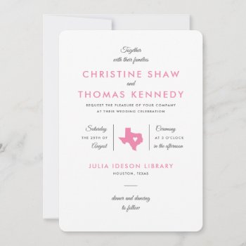 Modern Typographic Invitations For Texas Wedding by BanterandCharm at Zazzle