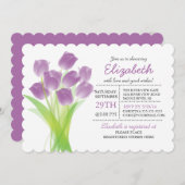 Modern typographic Purple Tulip Bridal Shower Invitation (Front/Back)