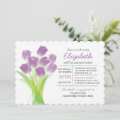 Modern typographic Purple Tulip Bridal Shower Invitation (Standing Front)