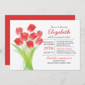 Modern Typographic Red Tulip Bridal Shower Invitation (Front/Back)