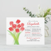 Modern Typographic Red Tulip Bridal Shower Invitation (Standing Front)