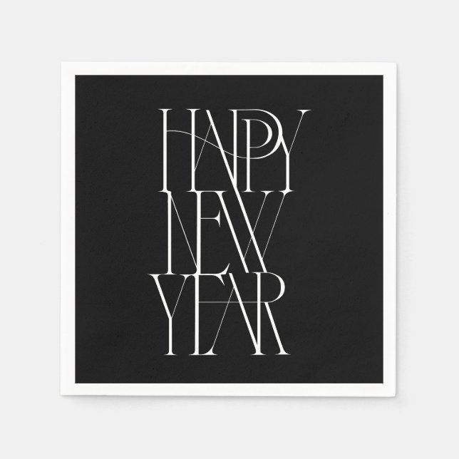 Modern, typographic stack Nappy New Year design Napkins (Front)