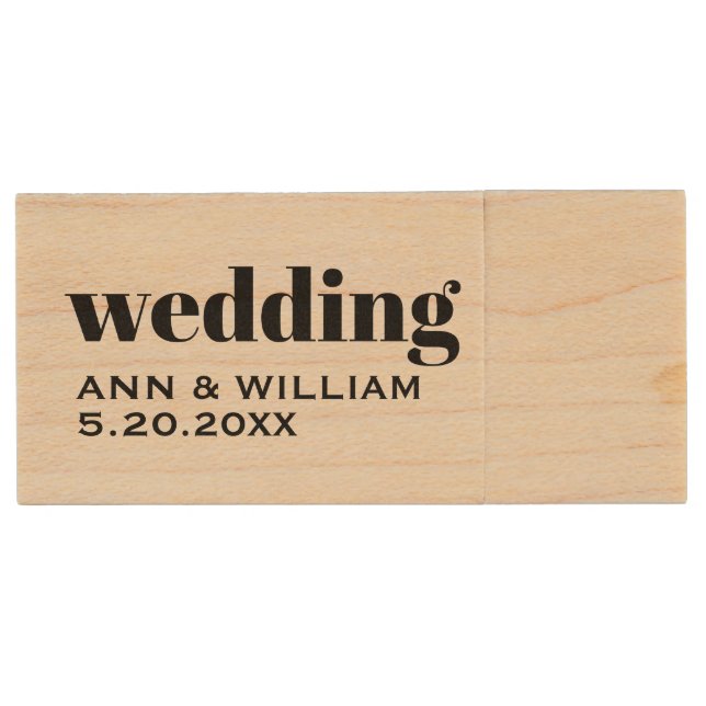 Modern Typographic Wedding Flash Drive (Front)