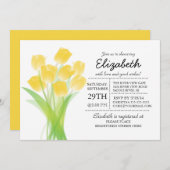 Modern Typographic Yellow Tulip Bridal Shower Invitation (Front/Back)