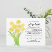 Modern Typographic Yellow Tulip Bridal Shower Invitation (Standing Front)