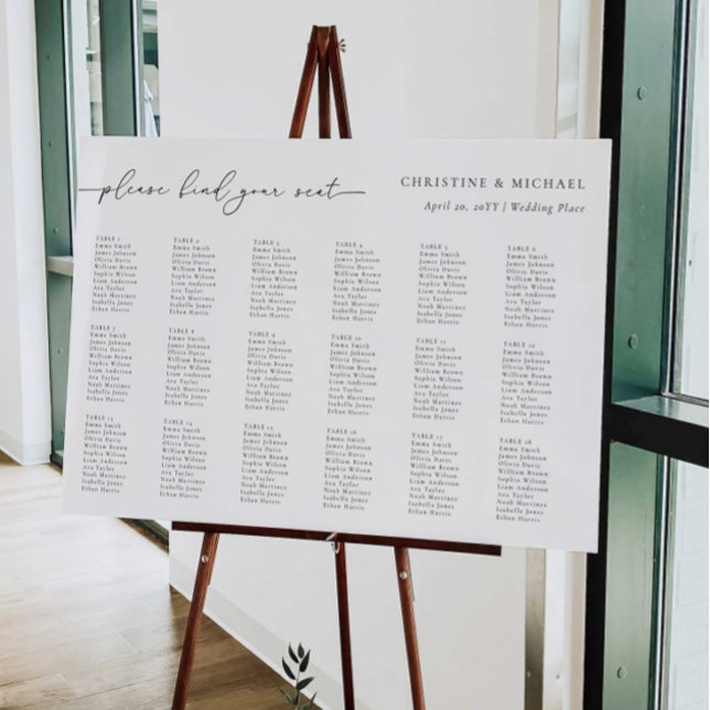 Modern Typography 18 Table Wedding Seating Chart Foam Board (Creator Uploaded)