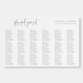 Modern Typography 18 Table Wedding Seating Chart Foam Board | Zazzle