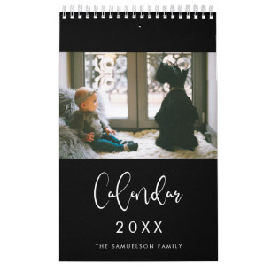 Modern typography 2026 family photos calendar