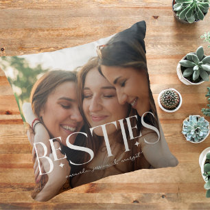 Modern Typography 2 Photo Besties Editable Overlay Throw Pillow