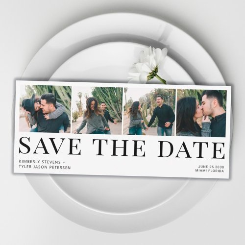 Modern typography 4 photos wedding save the date