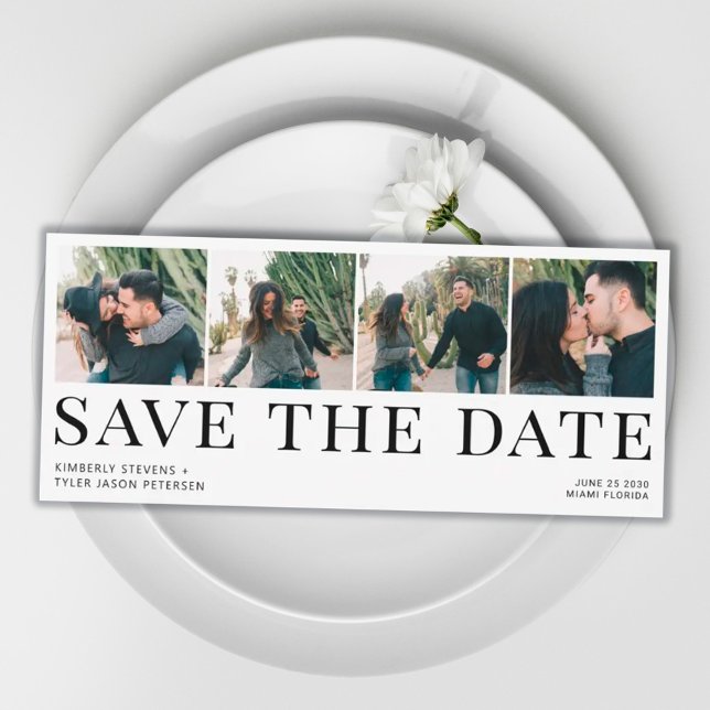 Modern typography 4 photos wedding save the date (Creator Uploaded)