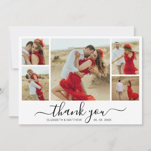 Modern Typography 5 Photo Collage Thank You Card