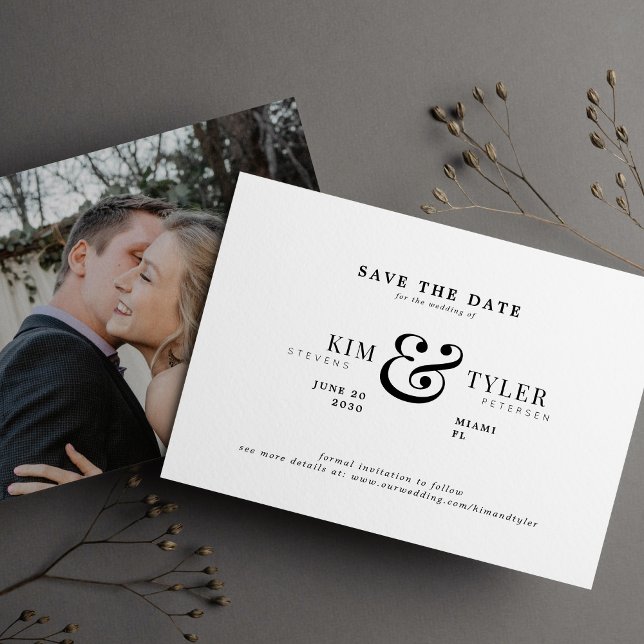 Modern typography ampersand photo wedding save the date (Creator Uploaded)