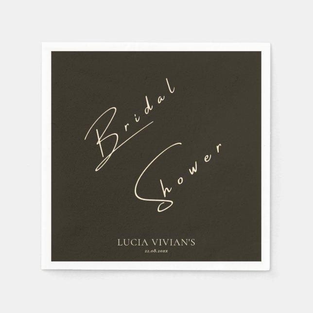 Modern Typography And Calligraphy Bridal Shower Napkins (Front)