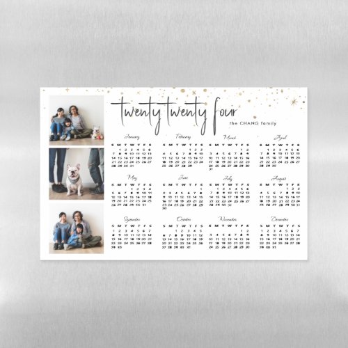 Modern Typography and Photo Collage 2024 Calendar Magnetic Dry Erase Sheet