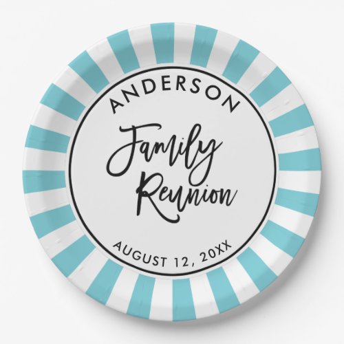 Modern Typography and Stripes Family Reunion Paper Plates