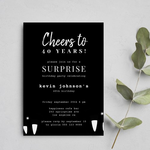 Modern typography any age men birthday party invitation