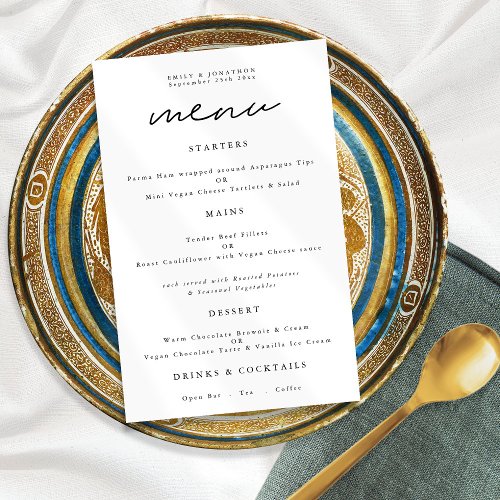 Modern Typography Any Color Script Wedding Menu Poster