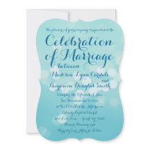 Modern Typography Aqua Blue Wedding Invitations