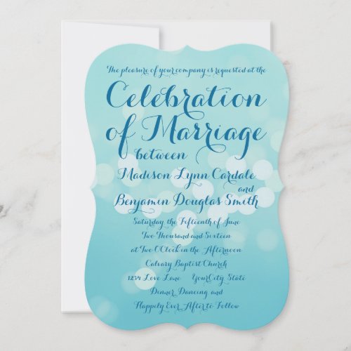 Modern Typography Aqua Blue Wedding Invitations