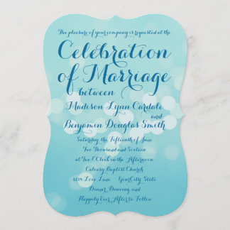 Modern Typography Aqua Blue Wedding Invitations