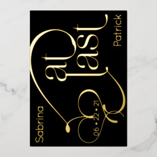 Modern Typography At LAST Save the Date Foil Invitation